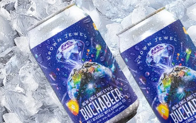 Crown Jewel Buchabeer cans chilled on ice